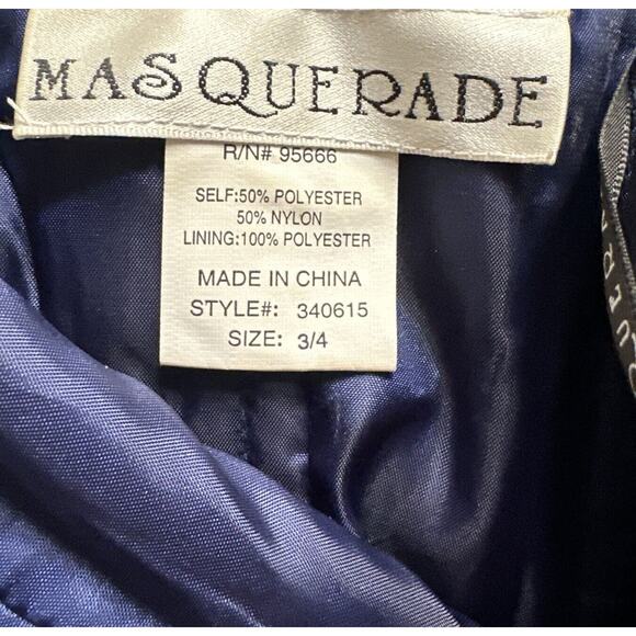 Formal Dress size 3/4 Blue Beaded Rhinestone Tool Prom Gala Party Masquerade - Picture 7 of 7